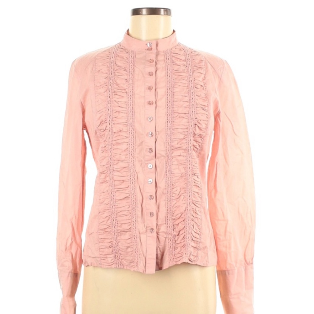 Hp {Neimam Marcus} Exclusive Ruffle/Lace Pink Button up